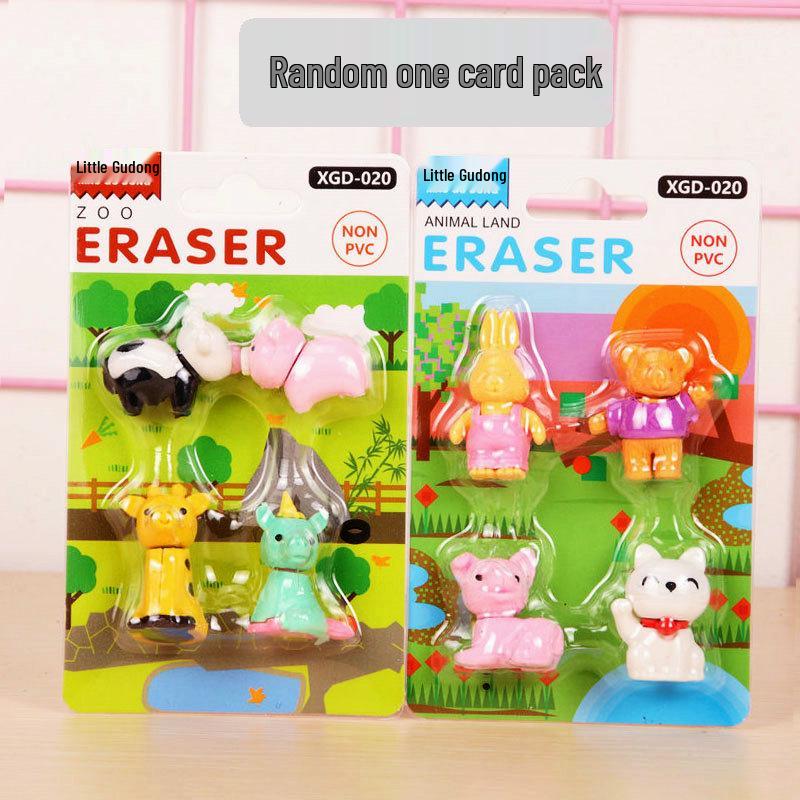 Adorable Cartoon Mini Eraser Set for Students – Perfect Back-to-School Gift