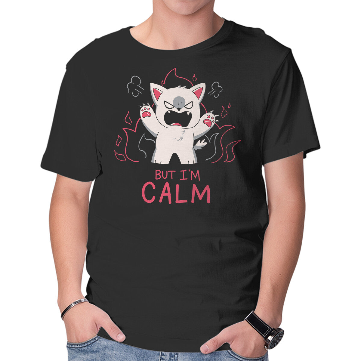 Unisex Crew Neck T-Shirt But I m Calm Graphic Short Sleeve Casual Tee XS
