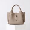 2025 New Top Layer Cowhide High-end Feel Hand-held Water Bucket Vegetable Basket Single Shoulder Crossbody Bag Western-style Simplicity