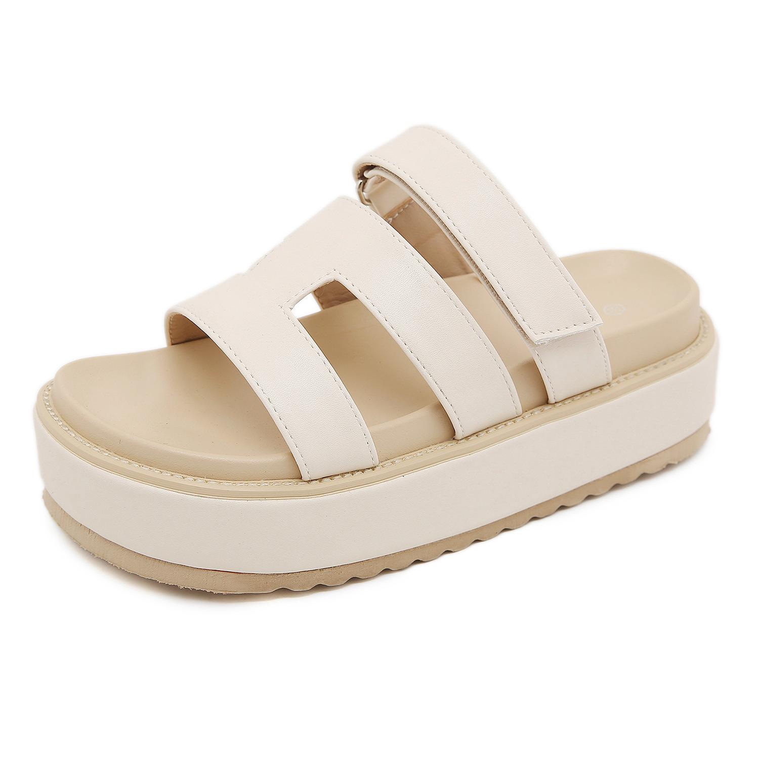 

Принт дизайн сандалии панк с открытым носком на плоской подошве на толстой подошве дышащие нескользящие новый тренд удобная женская обувь 41 белый