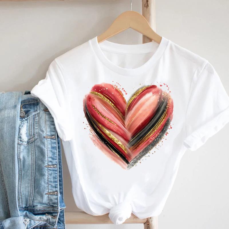 (Asian Size) Lady Female Top Graphic Short Sleeve T-shirts Printed Fashion letter love Clothing Women Casual T Shirt Tee