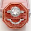 CopperLuxury s/Set Women's Finger Rings Big Round CZ Stone Fashion Female Rings Party Jewelry Gifts