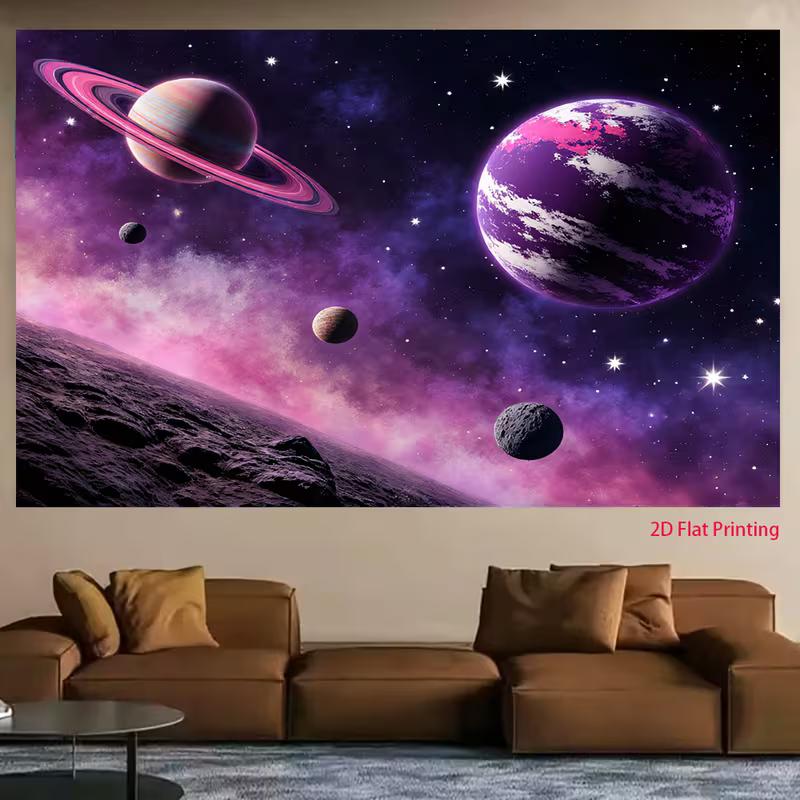 2D Magical Space Backdrop, Pink and Purple Nebula Photography Banner