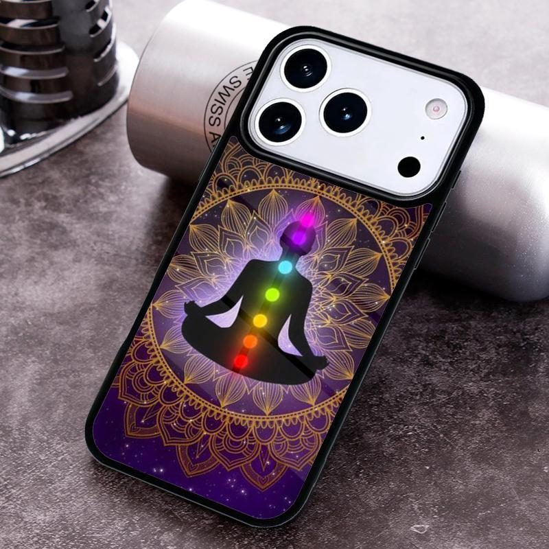 Mandala Chakra Yoga Phone Case for iPhone 17 16 15 Pro Max Air 14 13 12 11 Plus Shockproof Capa Cover