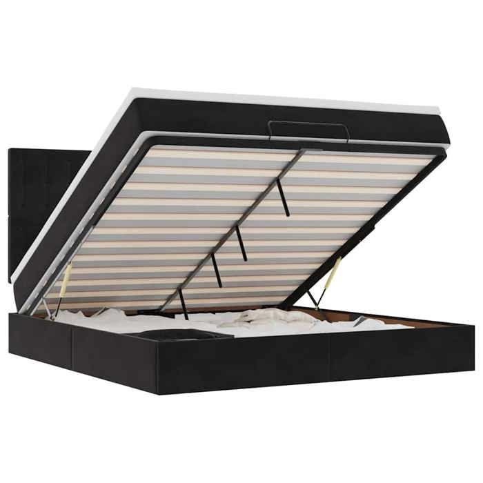 VidaXL Cadre de lit ottoman avec matelas noir 160x200 cm velours, cadre de lit, cadre de lit rembourré, cadre de lit ottoman 3314476