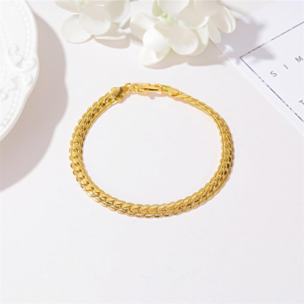 Classic Herringbone Chain Bracelet Gold Tone Flat Snake Chain Bracelet for Women Elegant Daily Wear Jewelry
