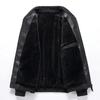 Large Size Leather Jacket Men's Spring and Autumn Tide Fat Man Plus Fat and Velvet Loose Splicing Fat Man Leather Jacket