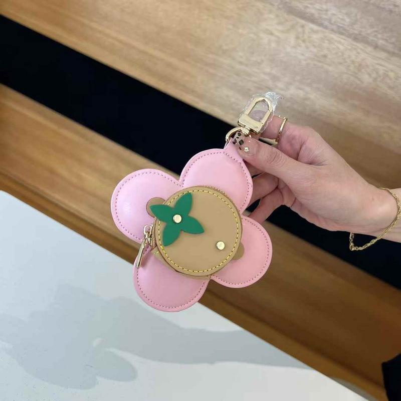 2025 New Leather Pendant Leather Mini Earphone Bag Sunflower Color Blocked Pendant Wallet Cross Border Batch