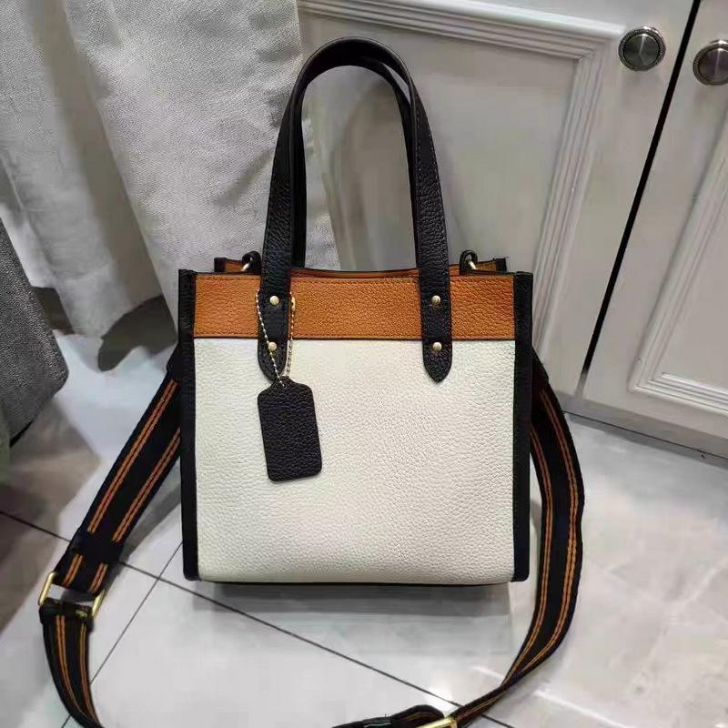 2025 New Style Genuine Leather Women's Bag Coffee Color Handheld Tote Large Capacity Casual Bag Handbag Single Shoulder Crossbody Bag Cross-Border Hot