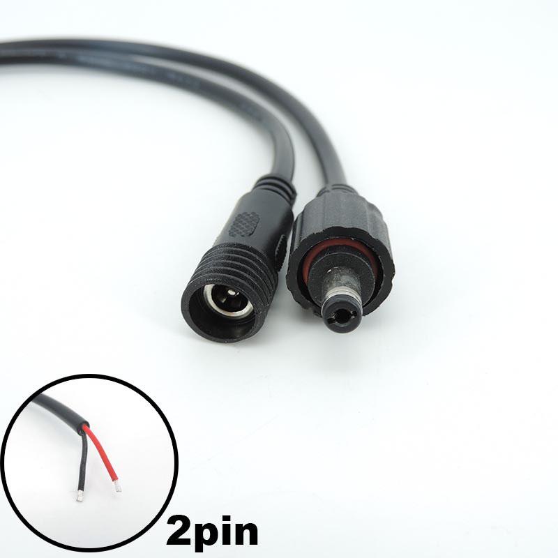 30cm 2Pin core DC Male and Female cable Connector 5.5 x 2.1mm IP68 Waterproof 18AWG 7A Plug Power supply aextend adapter Wires