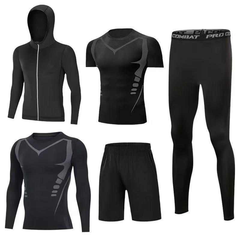 Conjunto Deportivo de Secado Rápido para Hombre de 5 Piezas Seda Helada Ropa para Correr Gimnasio Baloncesto Ligero Transpirable