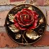 Metal Wall Art Poster, Round Rose Wreath Home Decor Gift