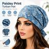 Stretchy Fabric Turban Hats Paisley Print Casual Hedging Cap Fashion Pullover Hat  Hair Accessories