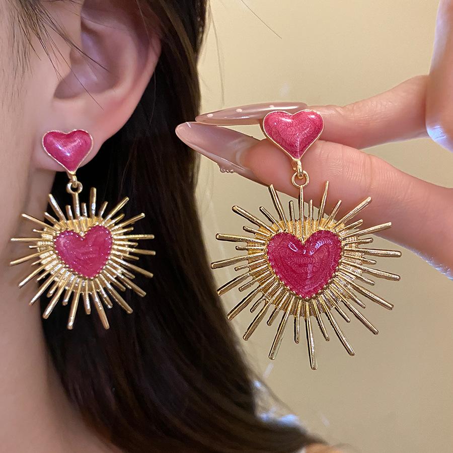 Vintage Multicolor Drip Oil Dangle Earrings Women Heart Irregular Geometric Drop Earrings Fashion Exquisite Party Jewelry Gifts