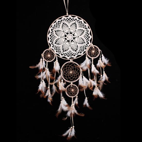 5 Rings Feather Dream Catcher Home Wall Hanging Decoration Ornament Craft Gift