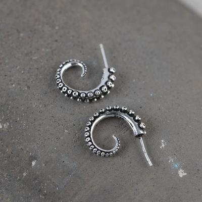 Kişiselleştirilmiş retro gümüş ahtapot kolu saplama küpeler erkekler ve kadınlar için, trend kadın gotik punk tarzı küpeler hediye