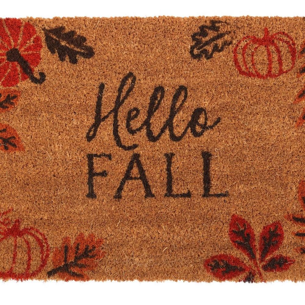 Something Different Hello Fall Pumpkin Leaves Door Mat