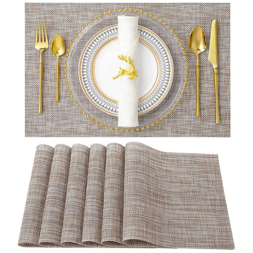4/6/8pcs Bamboo Weaving Placemats Table Mat Kitchen Waterproof Pads Cup Coasters for Coffee Dining Table Napkins Home Decoration