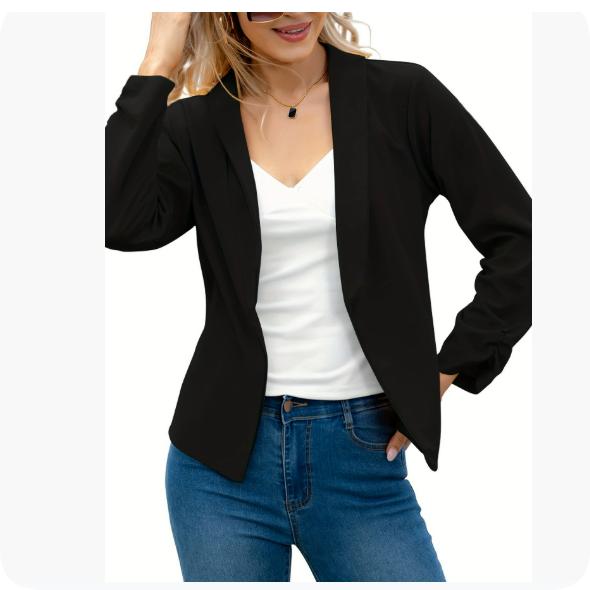 

Осенняя модная куртка Двухслойный костюм Лацкан Маленький костюм XS чёрный