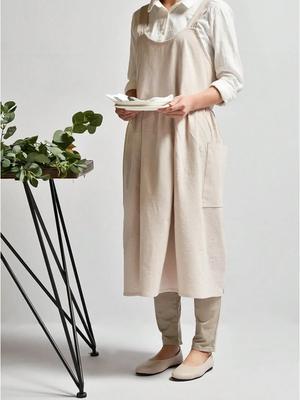 Tabliers en coton japonais pour femmes avec poches Dos croisé Jolie robe tablier pour le jardinage, la peinture, la pâtisserie et la cuisine