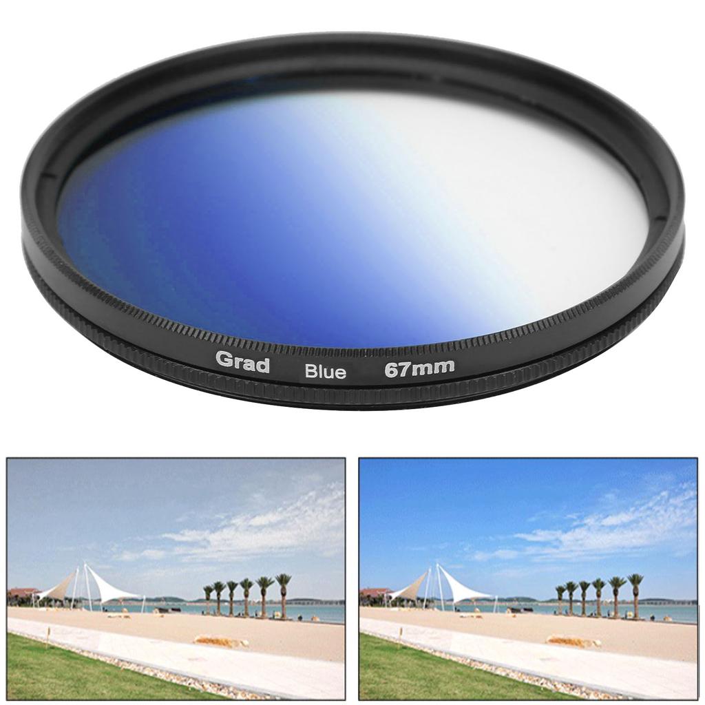 JuneStar 67mm SLR Lens Gradient Filter for Canon Nikon Sony Olympus Fuji Camera LensesGradient Blue