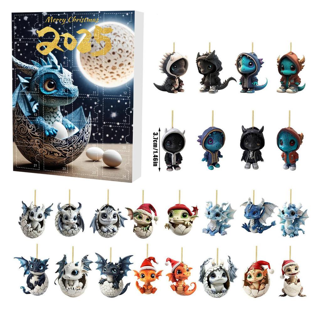 

Christmas Countdown Box With Acrylic Blue Dragon Pendant For Holiday Decorations And Gifts Style D
