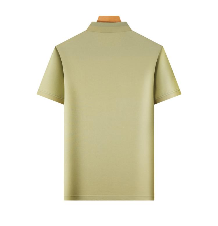 12% mulberry silk machine washable pearl cotton polo shirt men's short sleeved light luxury business T-shirt