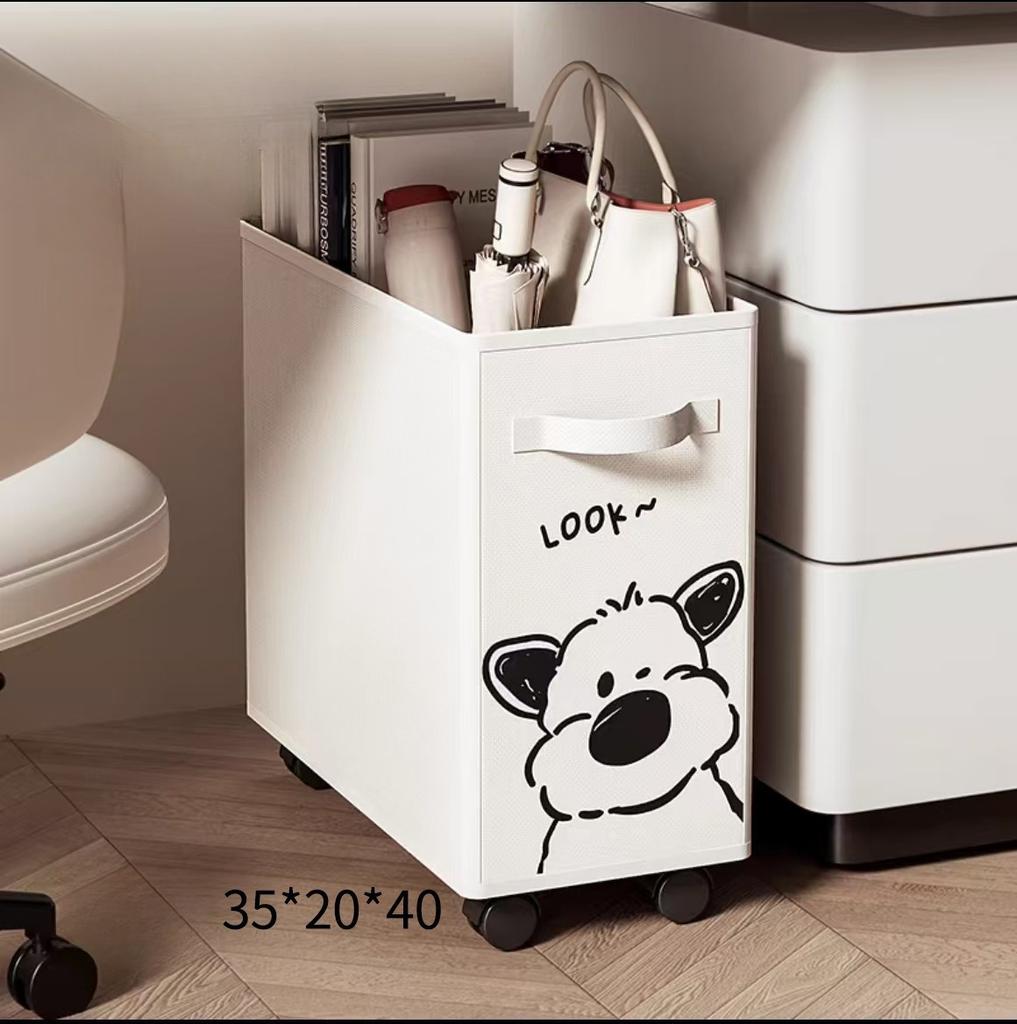 Oxford Cloth Storage Basket for Office, Study, Dorm Room, Under Desk, Mobile with Wheels, Foldable Dirty Laundry Basket