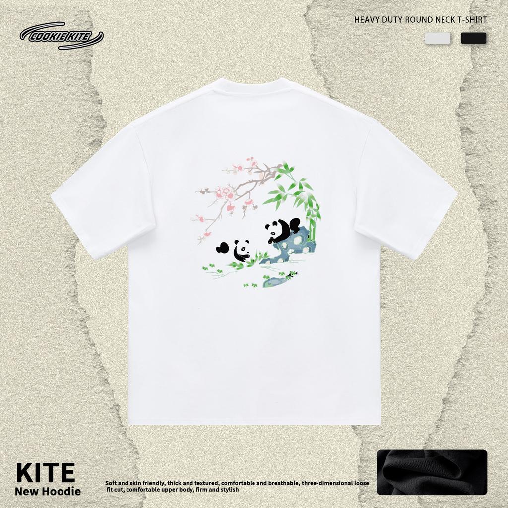 Herren Sommer Neu Chinesischer Panda Stickerei Locker Übergröße Trend Rundhals Vielseitig Kurzarm T-Shirt Herren