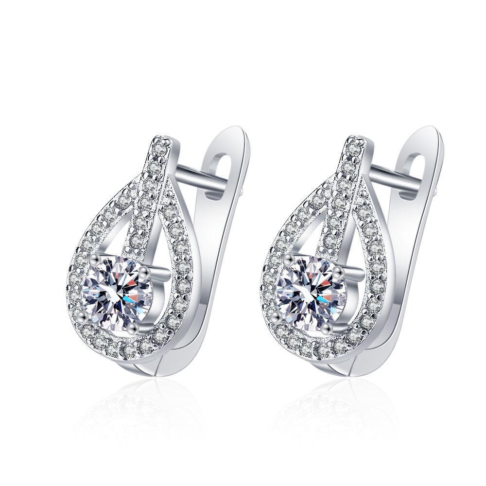 925 Sterling Silver Jewelry Women Cute Tiny Clear Crystal CZ Stud Earrings Gift for Girls Teens Lady New