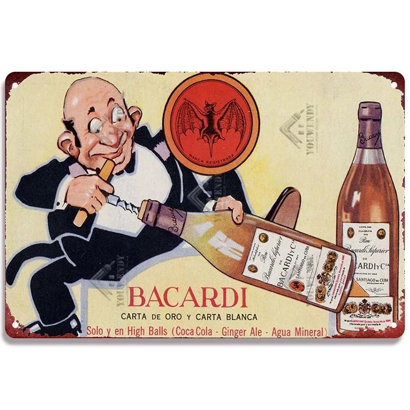 Retro Bacardi Metal Sign, Tin Sign, Rum Brand Plaque, Vintage Plates, Wall Decor, Poster, Bar, Man Cave, Shabby Chic Decorati