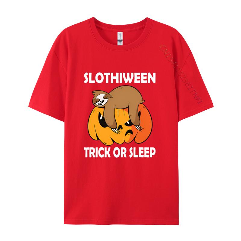 Slothiween Trick Or Sleep Funny Halloween T Shirt Men Cotton Printed Tshirt Tee TShirt Free Shipping Basic S