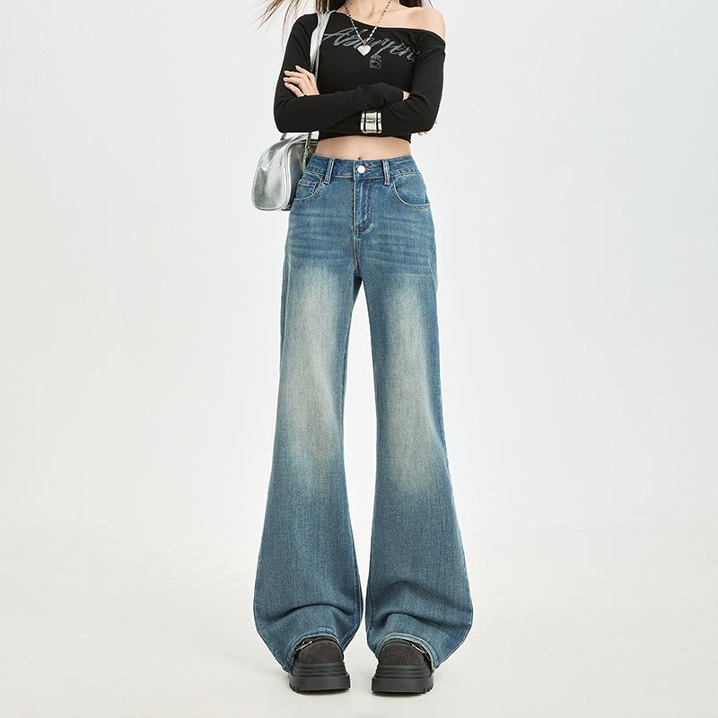 Dámské retro džíny s vysokým pasem, zeštíhlující, s mírně rozšířenými nohavicemi, na podzim/zimu 2025