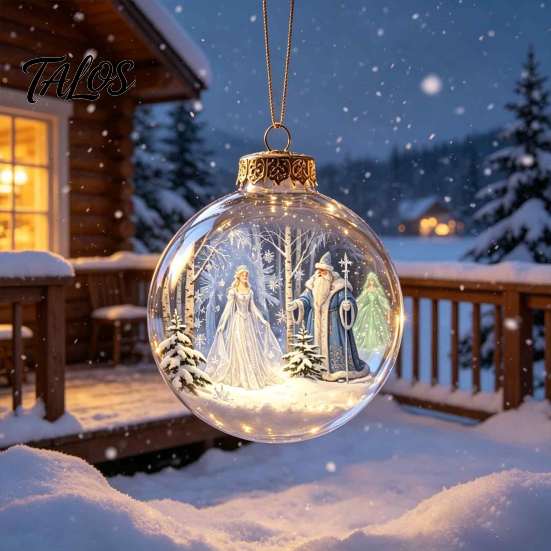 Garden Holiday Ornaments Glowing Christmas Story Ornament, Light-Up 3D Hanging Ball with Warm LED, Mini Decorative Spheres for Holidays Scene