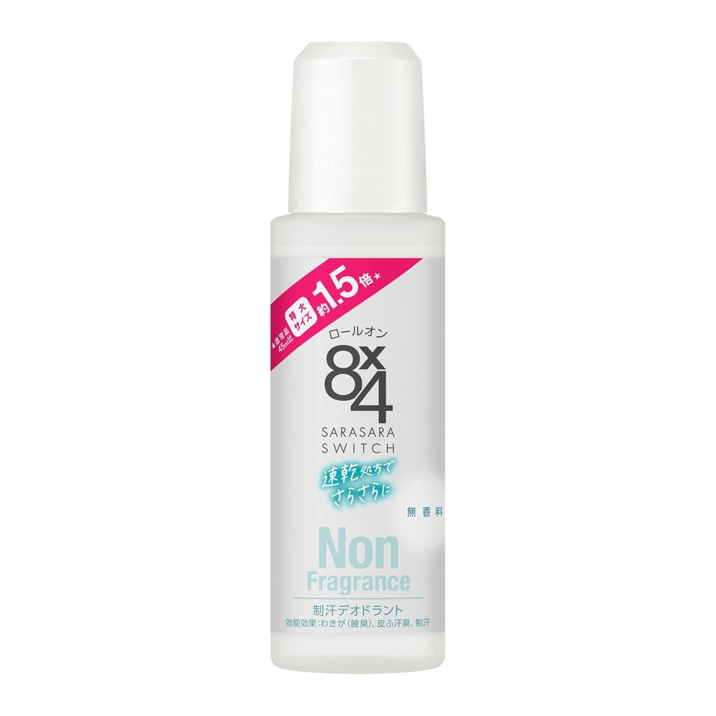 Eight Four 8x4 Roll-On Unscented Extra Large 68ml Quasi-Drug Antiperspirant Deodorant Quick-Drying 1.5 Times Regular Size (45ml)