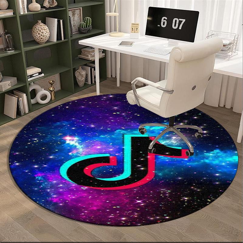 Tiktok Logo Design Round Rug for Livingroom,Bedroom, Palyroom, Chair Rug, Area rug, Circle Carpet, Large Size Fan Christmas gift