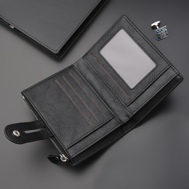 Men's Wallet Business Simple PU Leather Short Wallet With Multiple Card Slots Large Capacity Card Bag Coin Purse