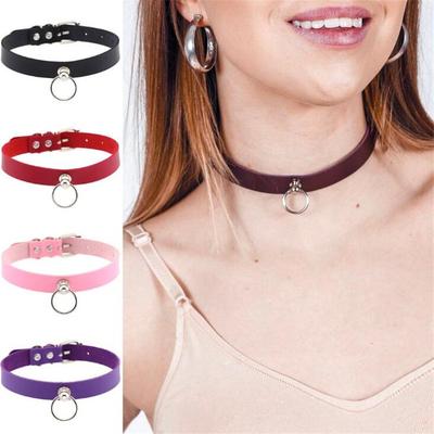 DIEZI Punk Gothic Silberfarbene Statement-Halskette Für Damen Vintage PU Leder Choker Halsketten Cosplay Anime Harajuku Schmuck