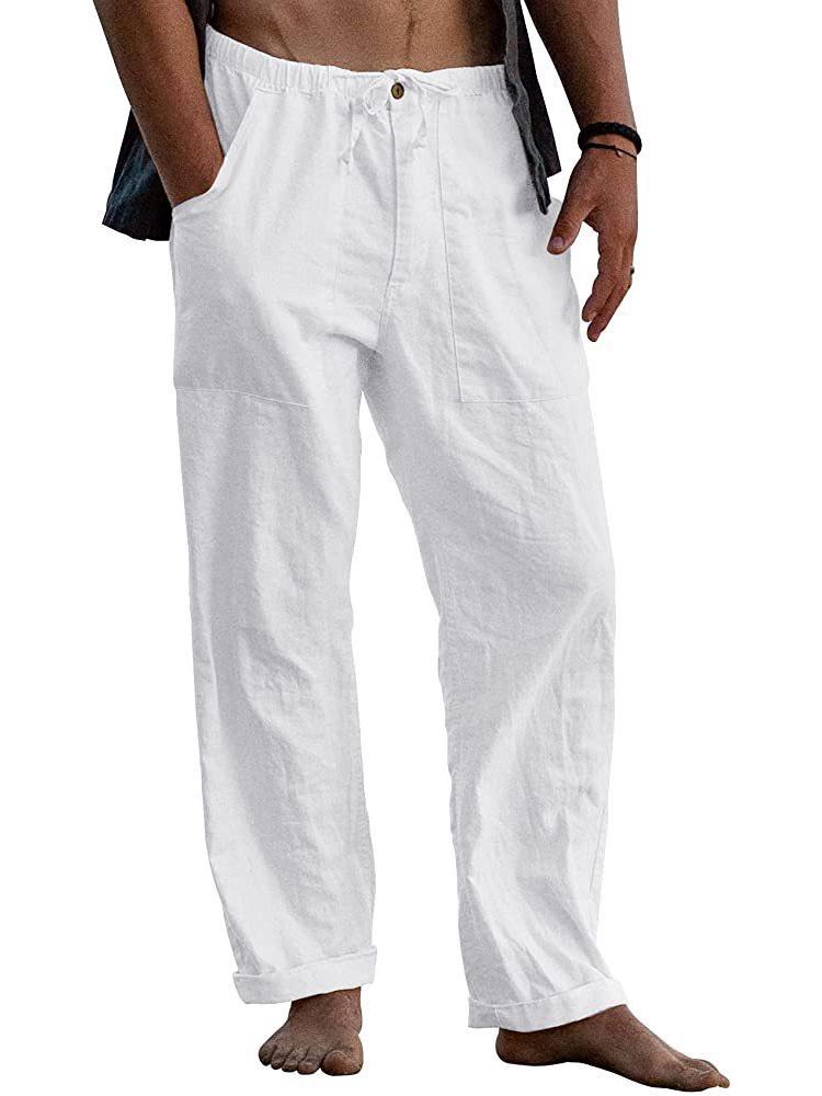 2022 Men's Linen Yoga Beach Pants: Casual Summer, Loose Fit, Drawstring Waist, with Pockets