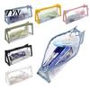 Wide Opening Stationery Pouch Transparent PVC Pencil Case, Large Capacity Waterproof Durable Zipper Box Organizer, Bag for School Supplies Portable