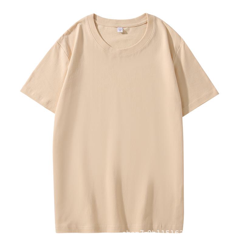 200g Pure Cotton Unisex Crew Neck Short Sleeve Solid Color Trendy T-Shirt