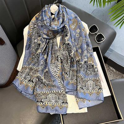 Retro Cashew Print Women's Scarf Cotton and Linen Touch Versatile Fashion Scarf with Large Shawl Long Silk Scarf