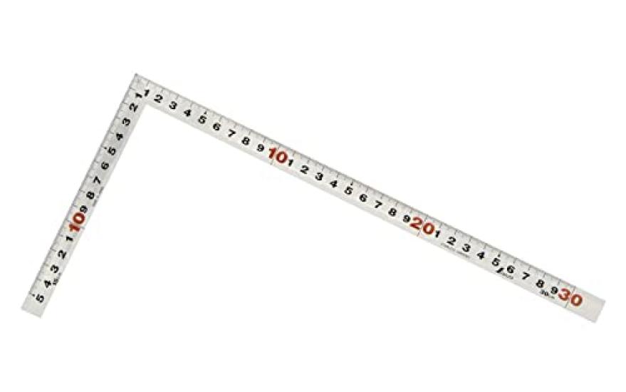 Shinwa Sokutei Curved Scale Silver 1 Shaku Back 30cm Scale with Red Numbers 10028