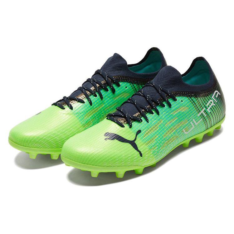 Puma Ultra 1.3 Round Toe Lace-Up MG (Rubber Short Studs) Fabric Synthetic Leather Soccer Shoes Men Soccer Shoes Black Green 106515-04