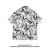 Vintage Vintage Cuban Collar Floral Shirts Men and Women Loose Hong Kong Flavor Hawaiian Couple Beach Short sleeve Shirt