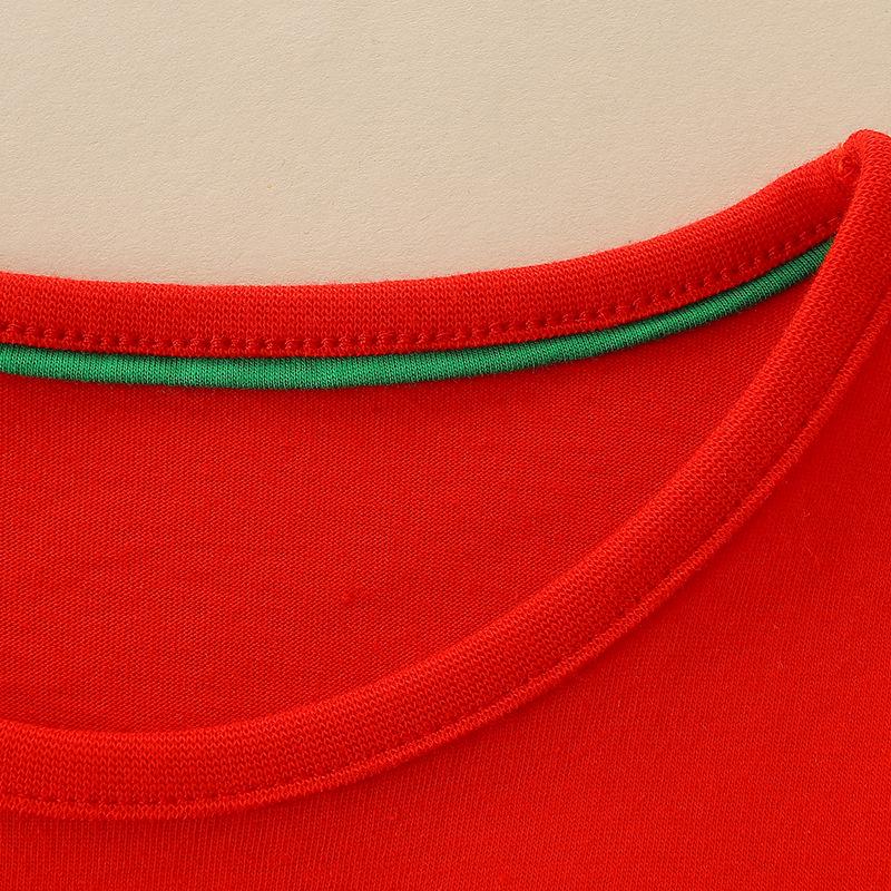 European and American Style Autumn Girls' Cute Christmas Tree Patchwork Dress, Long for Small To Medium Children