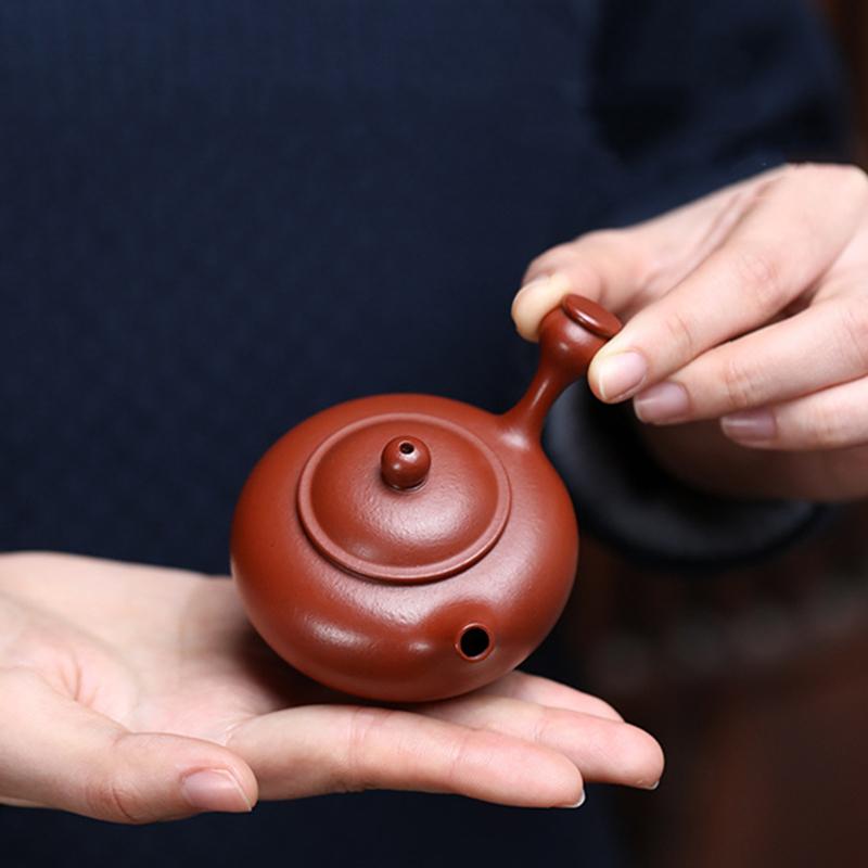80ml Chinesische Yixing Lila Ton Teekannen Handgefertigter Zisha Kessel Kleine Kapazität Seitenhenkel Teekanne Haushalt Teegeschirr