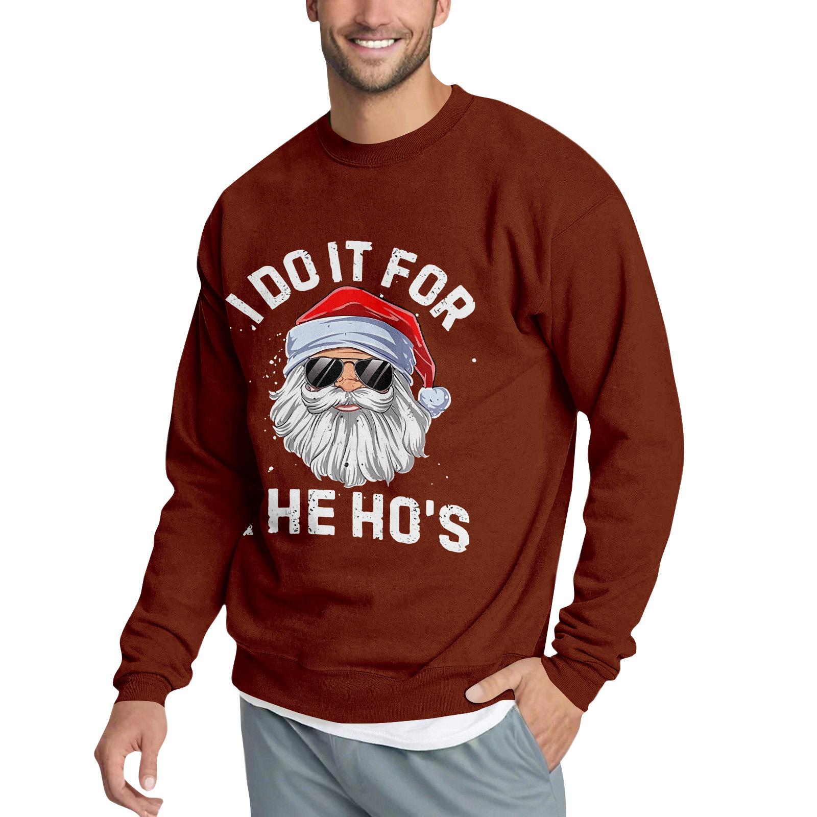 

Christmas Print Loose Men s Hoodie XXL коричневий