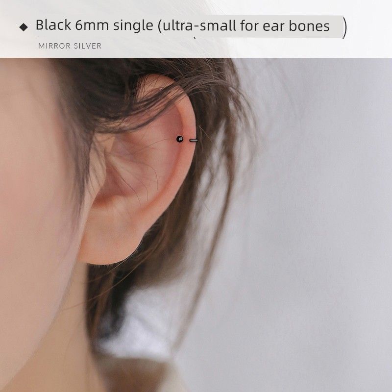 

Xiaoxianren Серьги из стерлингового серебра 925 пробы изящные серьги онлайн-инфлюенсера для мужчин и женщин Black 6mm single