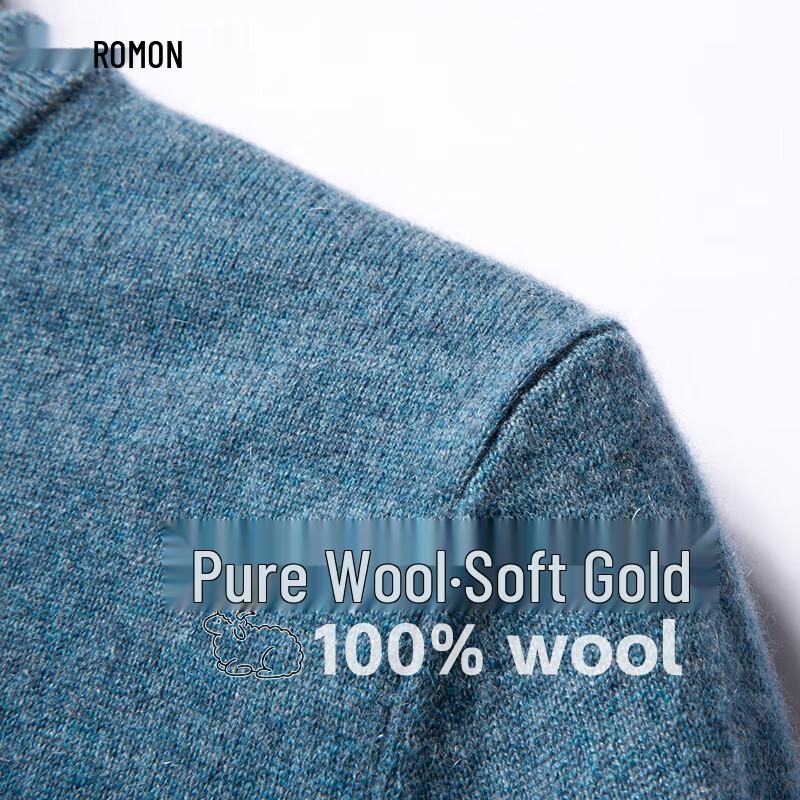 ROMON Men's 100% Wool Round Neck Thin Pullover Sweater